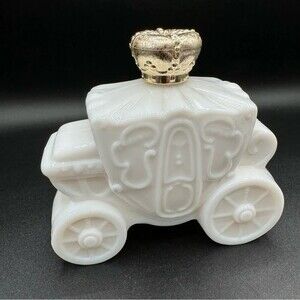 Vintage 1960s Avon Royal Coach Collectible Milk Glass Scent Bottle Decanter